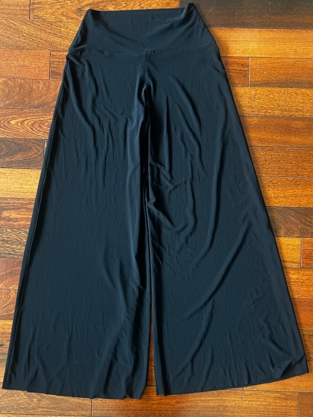 Norma Kamali Black Super Wide Leg Palazzo Pants Size Large Stretch - Picture 3 of 5